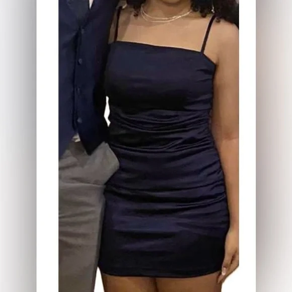 Emerald Sundae | Dresses | Emerald Sundae Short Satin Navy Homecoming Dress  Juniors Medium
